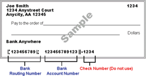 Banking information on personal check