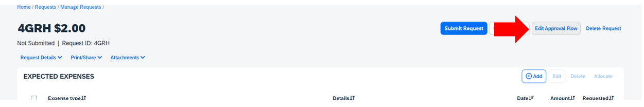 Edit approval flow button location